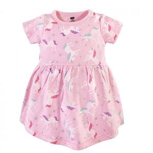 Hudson Baby HB Pink cotton dress with unicorn print EUC size 9-12 m